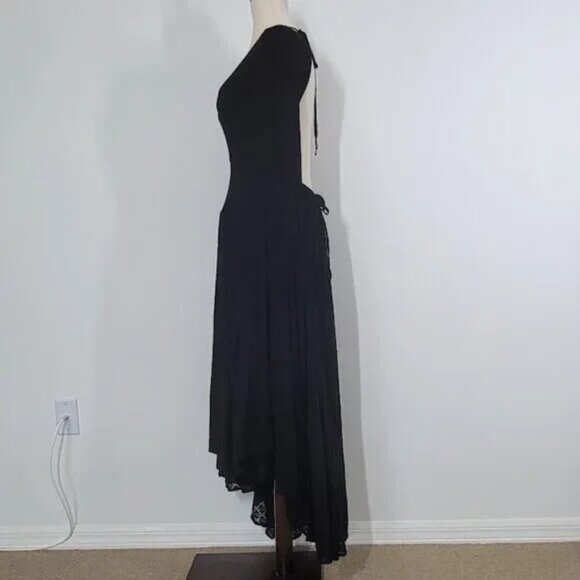FREE PEOPLE Sea Me Maxi Dress Black Scoop Neck Open Back Sz XS  NEW - Picture 5 of 11